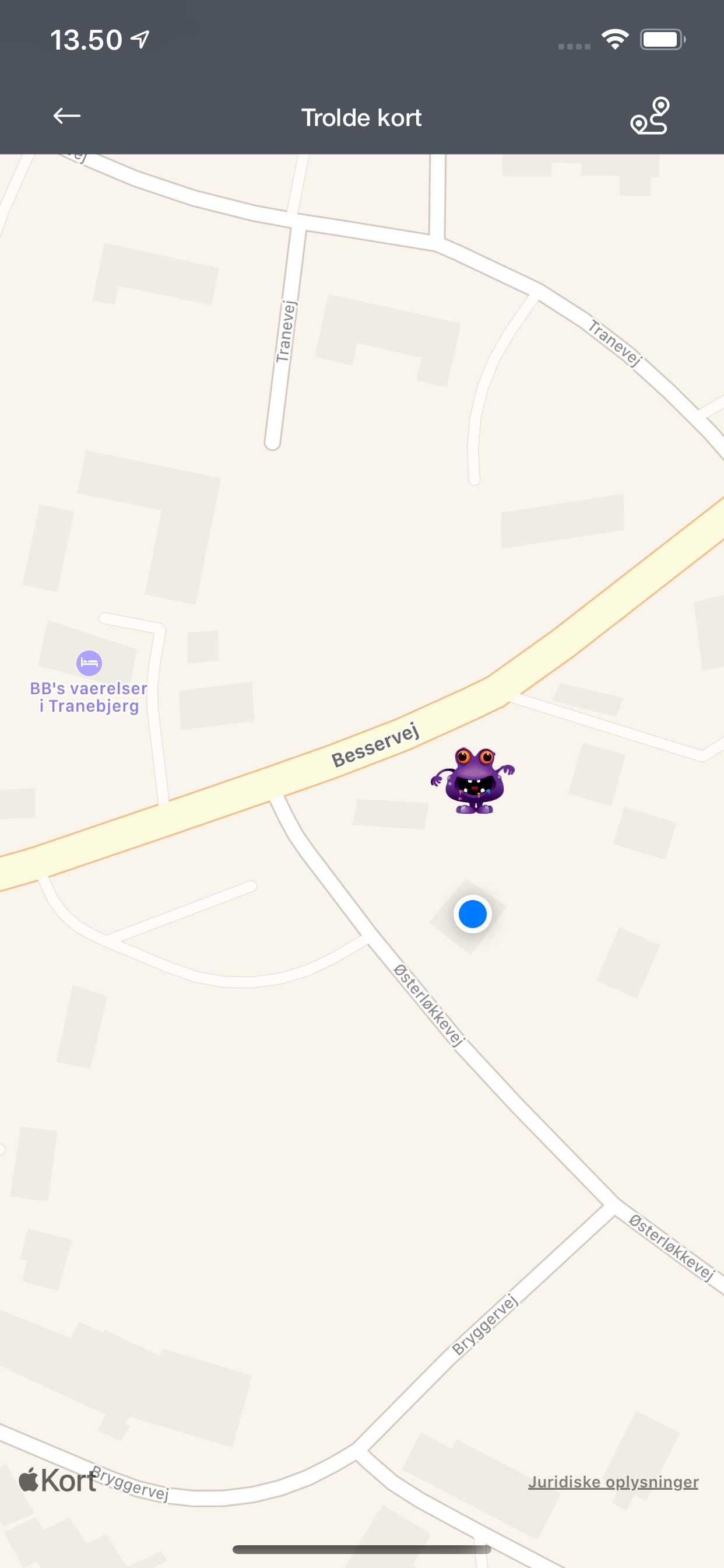 Trolde kort med placeringer